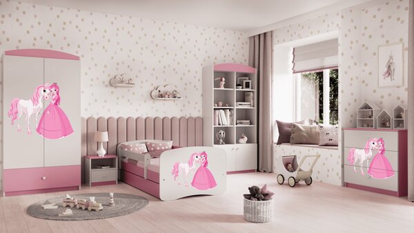 Kocot kids Detská posteľ Babydreams Princezná a poník ružová, variant 70x140, bez šuplíků, bez matrace