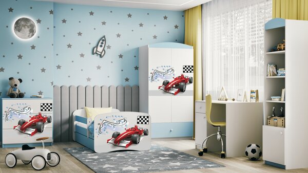 Kocot kids Detská posteľ Babydreams formula 1 modrá, variant 70x140, bez šuplíků, bez matrace