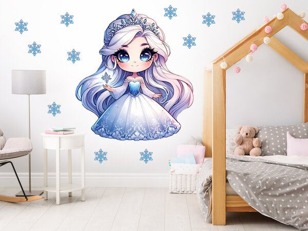 Nalepte.cz Frozen ľadová princezná textilní prelepiteľná nálepka na stenu arch 40 x 45 cm