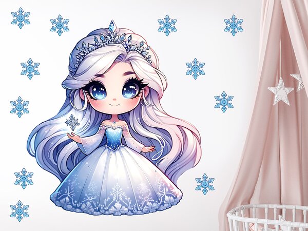 Nalepte.cz Frozen ľadová princezná textilní prelepiteľná nálepka na stenu arch 40 x 45 cm