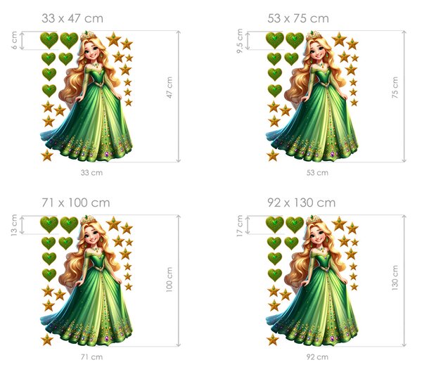 Nalepte.cz Blond princezná textilní prelepiteľná nálepka na stenu arch 33 x 47 cm