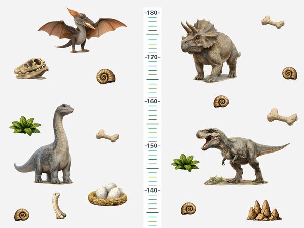 Nalepte.cz Metrové realistické dinosaury textilní prelepiteľné nálepky na stenu výška 160 cm