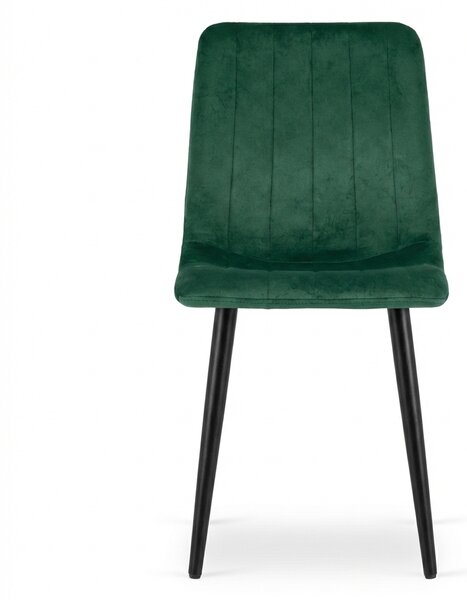 Tmavozelená zamatová stolička LAVA BOTTLE GREEN s čiernymi nohami