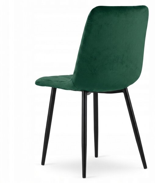Tmavozelená zamatová stolička LAVA BOTTLE GREEN s čiernymi nohami