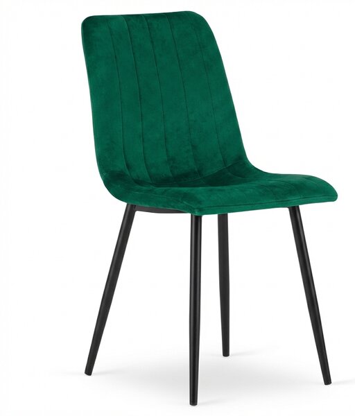 Tmavozelená zamatová stolička LAVA BOTTLE GREEN s čiernymi nohami