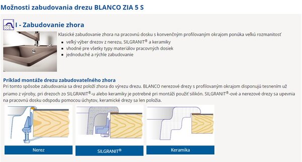 Blanco Zia 5 S, silgranitový drez 860x500x190 mm, 1-komorový, biela jemná, BLA-527204