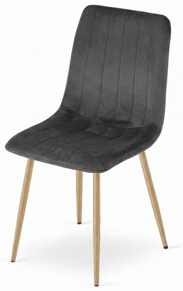 Tmavosivá zamatová stolička LAVA GRAPHITE GRAY