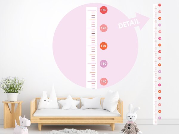 Nalepte.cz Detský meter pre dievčatá textilní prelepiteľná nálepka na stenu výška 140 cm