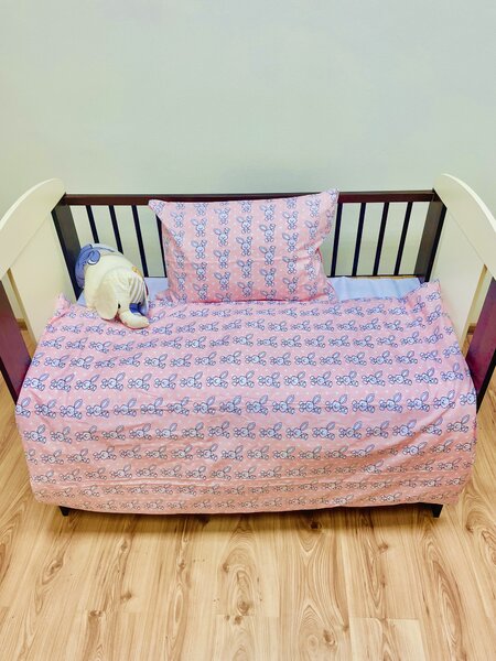 Obliečky bavlnené detské Zajačik ružový - Detský set 130x90cm + 65x45cm