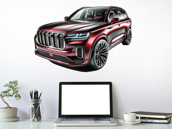 Nalepte.cz Červené auto SUV textilní prelepiteľná nálepka na stenu arch 46 x 31 cm