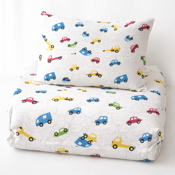 Mušelínové obliečky Autíčko TiaHome - Detský set 130x90cm + 65x45cm