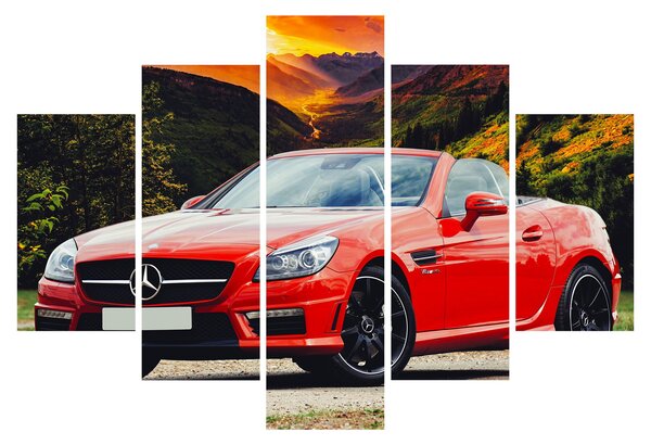 Obraz - červený Mercedes (150x105 cm)
