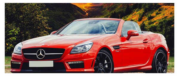 Obraz - červený Mercedes (120x50 cm)