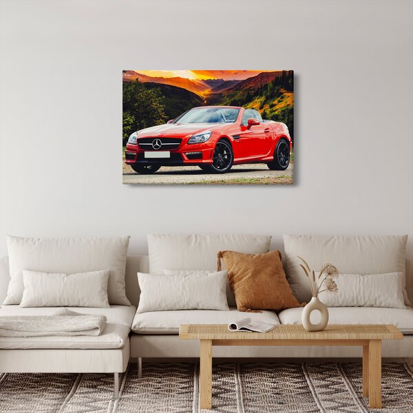 Obraz - červený Mercedes (90x60 cm)