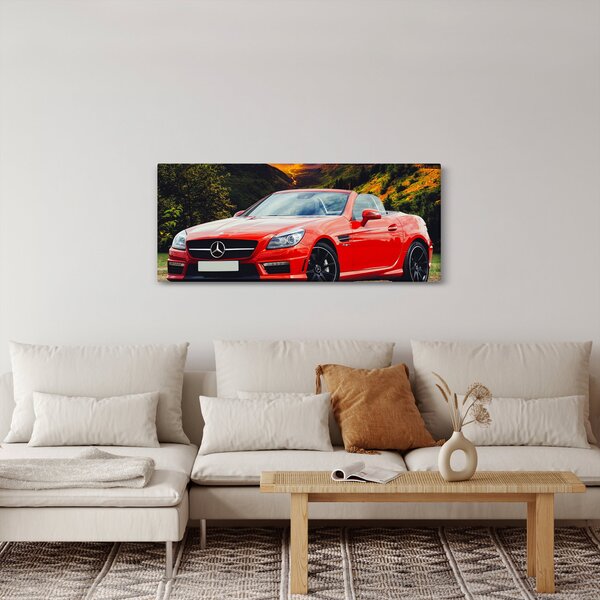 Obraz - červený Mercedes (120x50 cm)