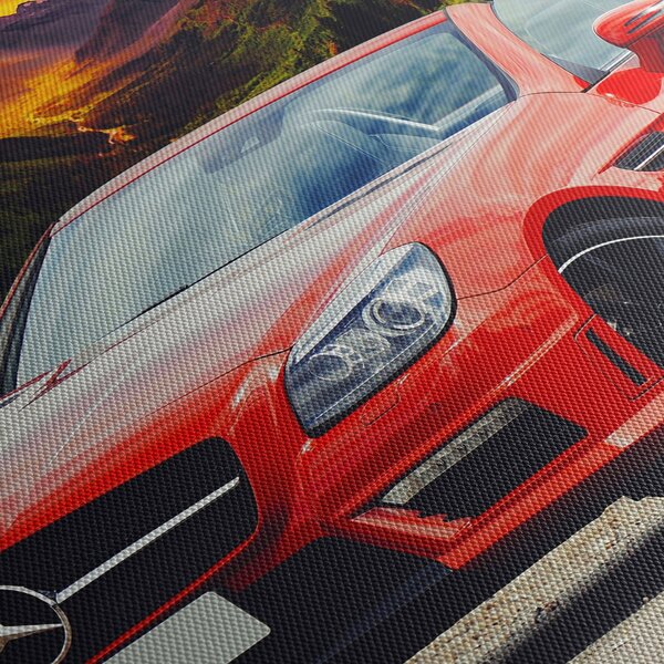 Obraz - červený Mercedes (150x105 cm)