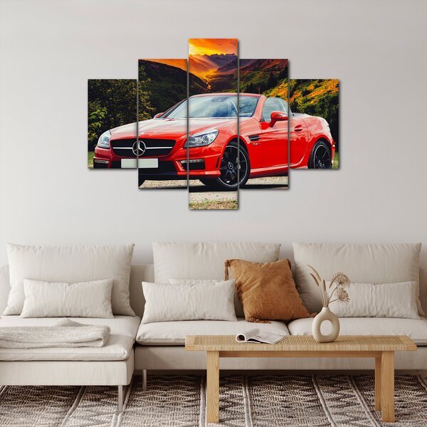 Obraz - červený Mercedes (150x105 cm)