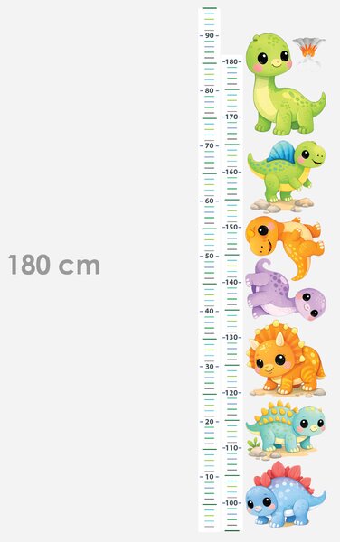Nalepte.cz Meter dino dinosaury textilní prelepiteľné nálepky na stenu výška 160 cm