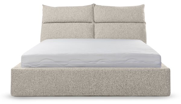 Čalúnená manželská posteľ s úložným priestorom Maliben 140x200 - krémová