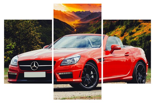 Obraz - červený Mercedes (90x60 cm)