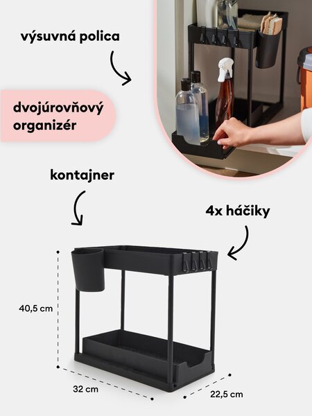 Sinsay - Dvojúrovňový organizér s háčikmi - čierna