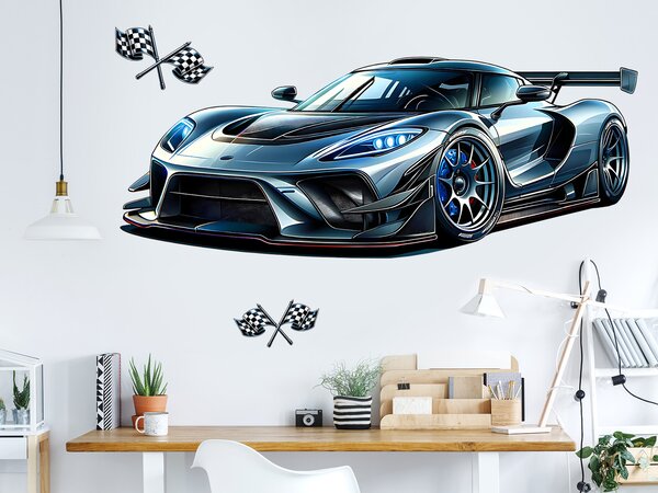 Nalepte.cz Auto superšport textilní prelepiteľná nálepka na stenu arch 47 x 18 cm