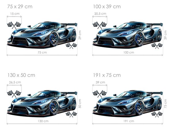 Nalepte.cz Auto superšport textilní prelepiteľná nálepka na stenu arch 47 x 18 cm