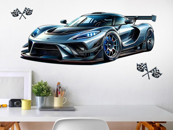 Nalepte.cz Auto superšport textilní prelepiteľná nálepka na stenu arch 47 x 18 cm