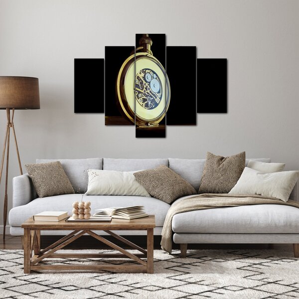 Obraz zlatých vreckových hodiniek (150x105 cm)