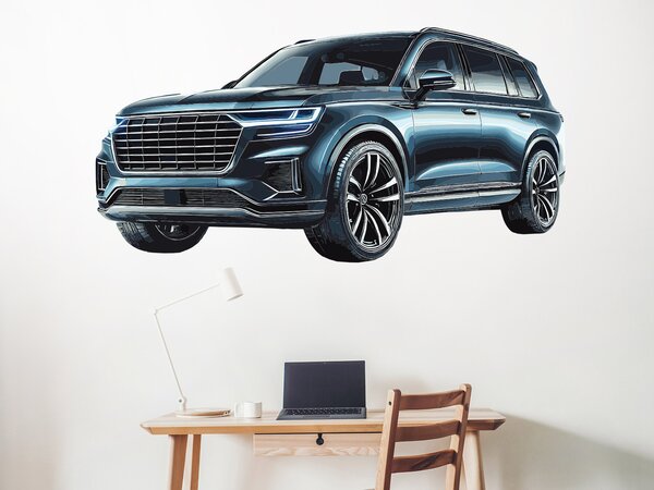 Nalepte.cz Auto modré SUV textilní prelepiteľná nálepka na stenu arch 47 x 24 cm