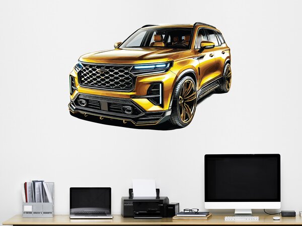 Nalepte.cz Luxusné auto SUV textilní prelepiteľná nálepka na stenu arch 46 x 31 cm