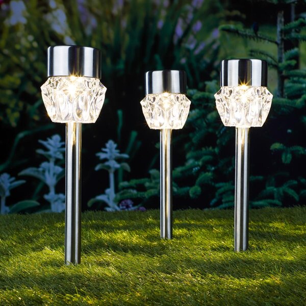 Solárne záhradné osvetlenie Crystal, 3 kusy
