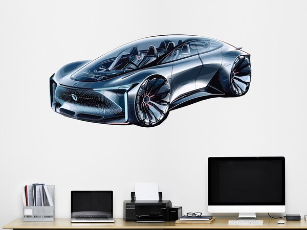 Nalepte.cz Futuristické auto textilní prelepiteľná nálepka na stenu arch 25 x 11 cm
