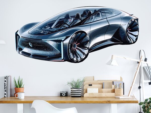Nalepte.cz Futuristické auto textilní prelepiteľná nálepka na stenu arch 25 x 11 cm