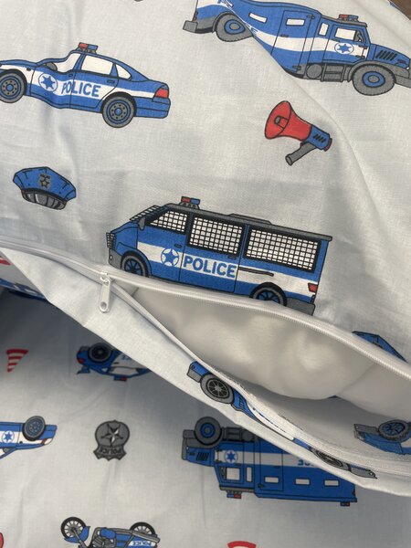 Obliečky bavlnené Polícia - Detský set 130x90cm + 65x45cm
