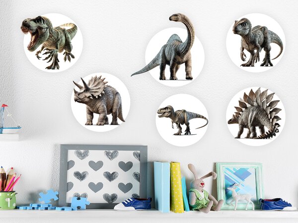Nalepte.cz Dinosaury sada textilní prelepiteľné nálepky na stenu arch 45 x 32 cm