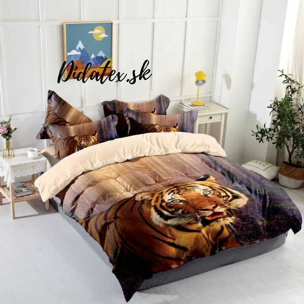 Sendia Textil TIGER 1 hnedý foto obliečky 140x200 cm 3 Set Balenie Obsah balenia: Štandardný rozmer 1x 140x200 + 1x 70x90 +1x 40x50