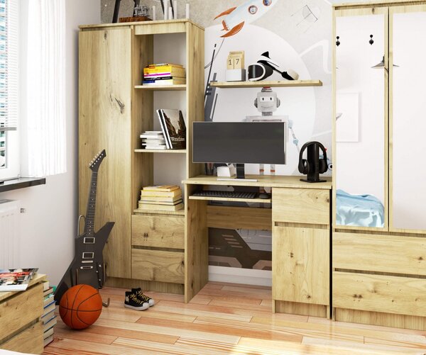 Ak furniture Písací stôl PIKSEL 90 cm dub artisan pravý