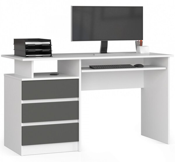 Ak furniture Volně stojící psací stůl CLP 135 cm bílý/grafitový