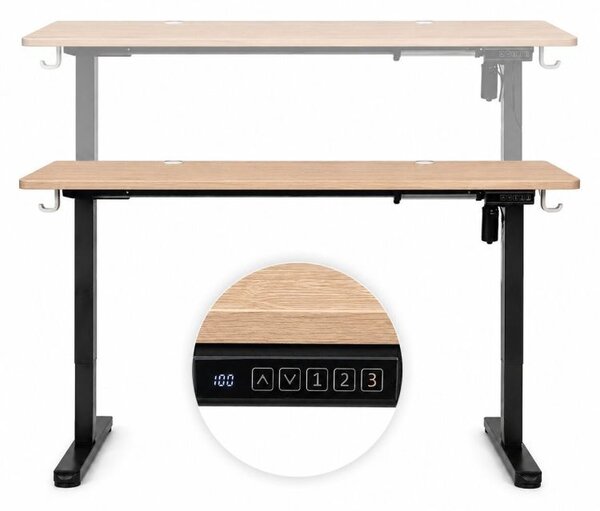 Elektrický písací stôl 120x60 cm, zdvíhateľný, výškovo nastaviteľná 72-118 cm, svetlý dub