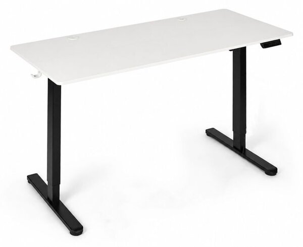 Elektrický písací stôl 120x60 cm, výškovo nastaviteľná 72-118 cm biela doska