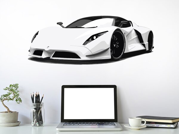 Nalepte.cz Športové auto textilní prelepiteľná nálepka na stenu 47 x 19 cm