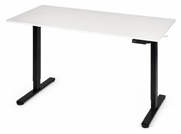 Elektrický písací stôl 120x60 cm, výškovo nastaviteľná 72-118 cm biela doska