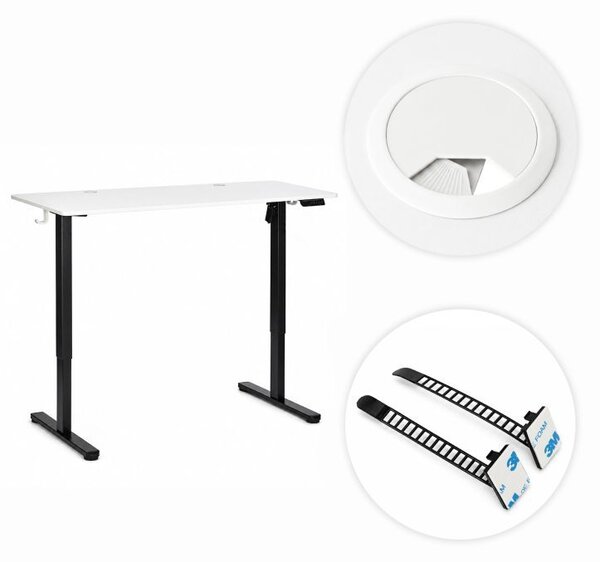 Elektrický písací stôl 120x60 cm, výškovo nastaviteľná 72-118 cm biela doska
