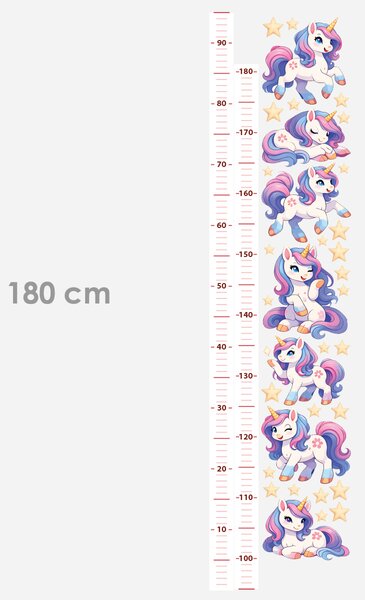 Nalepte.cz Meter rozprávkových jednorožcov nálepky na stenu pre dievčatá výška 160 cm