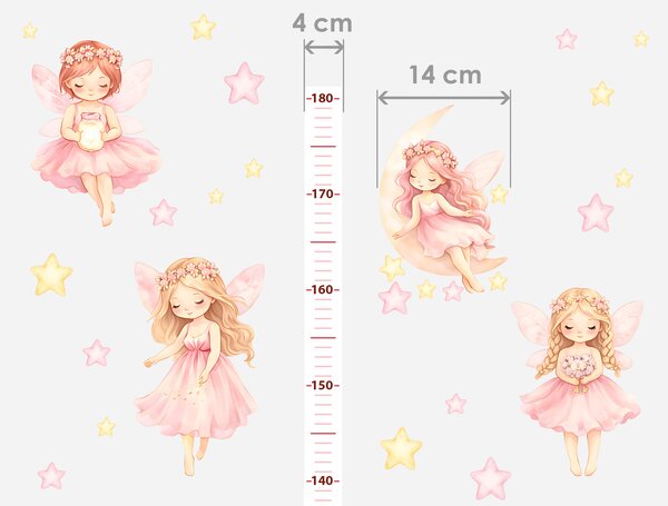 Nalepte.cz Meter akvarelových víl nálepky na stenu pre dievčatá výška 160 cm