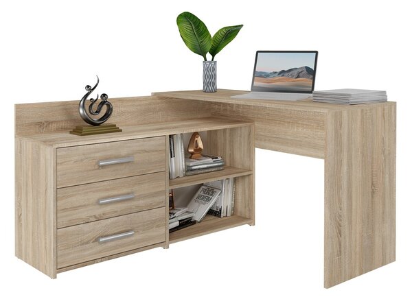 TP Living Rohový písací stôl + komoda DANY ľavý dub sonoma