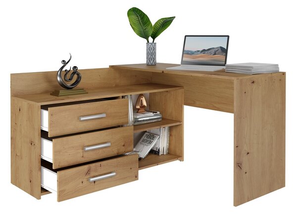 TP Living Rohový písací stôl + komoda DANY ľavý dub artisan