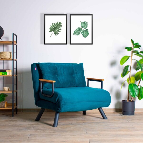 Hanah Home Rozkladacie kreslo Sando 60 cm petrolejové