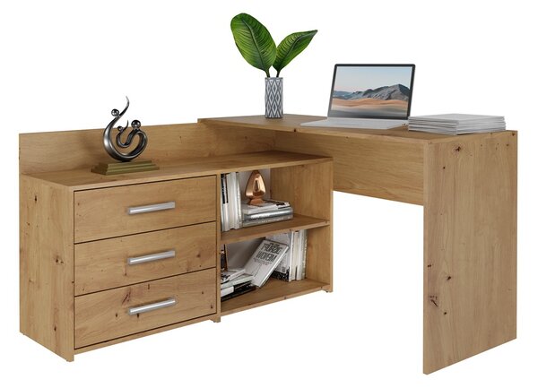 TP Living Rohový písací stôl + komoda DANY ľavý dub artisan